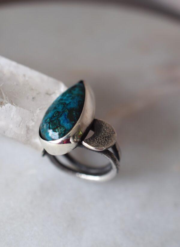 Pierścień z azurytem Moon